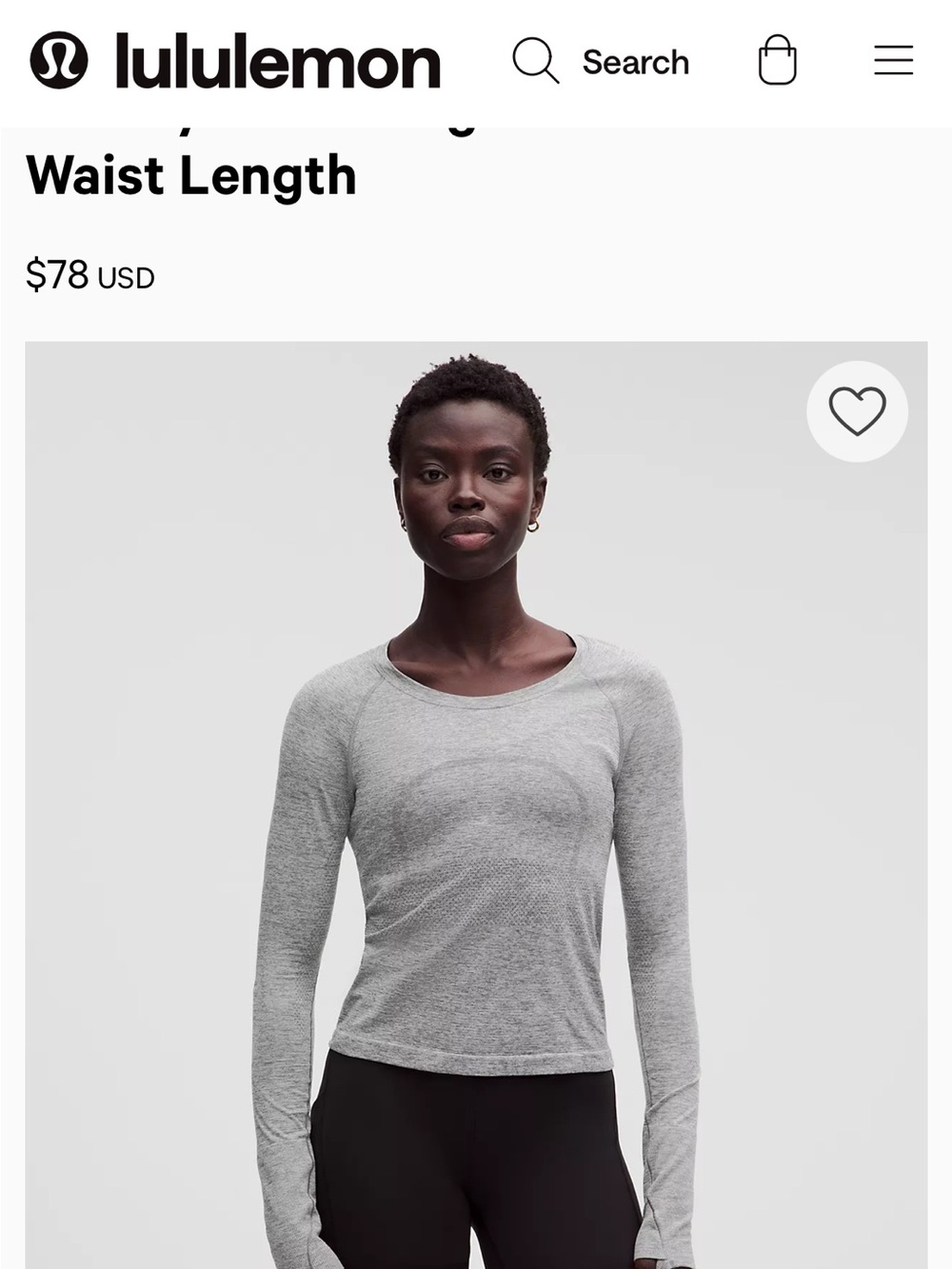 Lululemon athletica Heather Gray Crewneck Pullover top with thumbholes